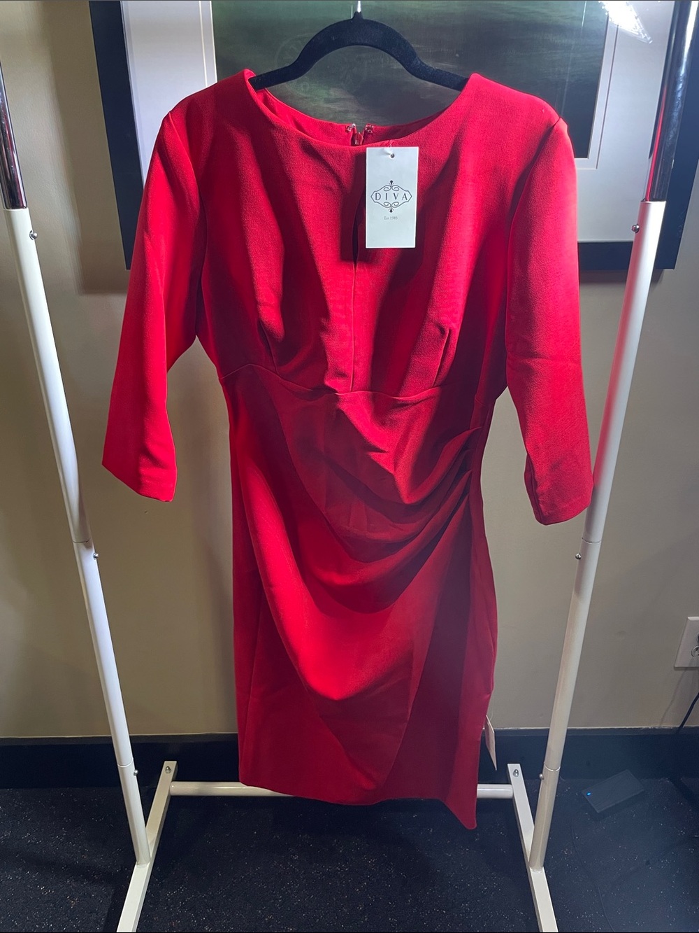 Diva XXXL. Red Draped Midi Dress